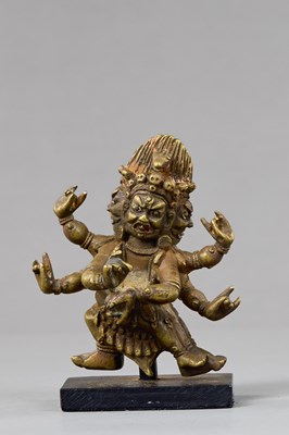 Lot 340 - STANDING MAHAKALA BRONZE TIBET 18TH CENTURY