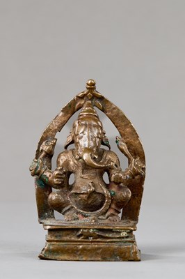 Lot 165 - SEATED BRONZE GANESHA INDIA 18TH CENTURY