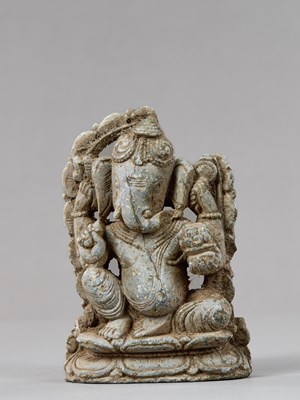 Lot 440 - SEATED GANESHA STONE INDIA 19TH CENTURY