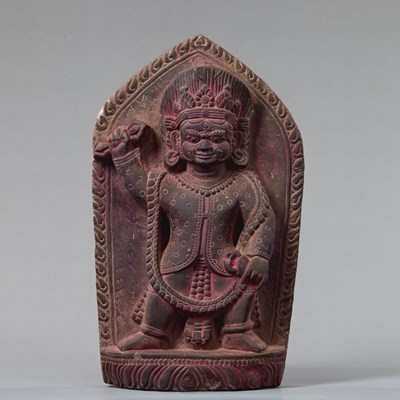 Lot 362 - STANDING STONE VAJRAPANI NEPAL 18TH CENTURY