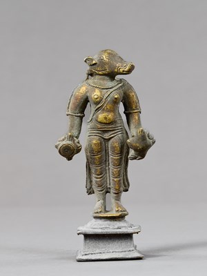 Lot 53 - STANDING VARAHI BRONZE INDIA 16TH CENTURY