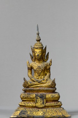 Lot 386 - SEATED BRONZE BUDDHA THAILAND RATTANAKOSIN 1850'S