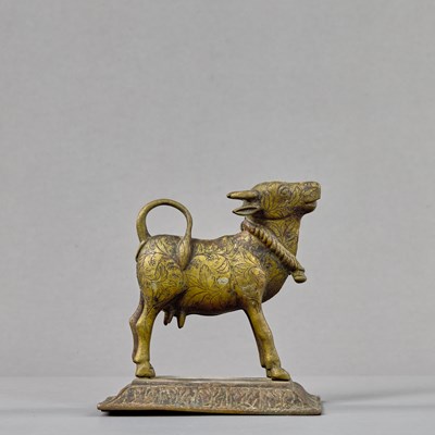 Lot 203 - STANDING BRONZE NANDI INDIA 18TH CENTURY