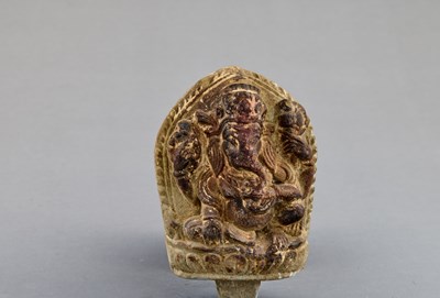 Lot 371 - SEATED STONE GANESHA NEPAL 18TH CENTURY