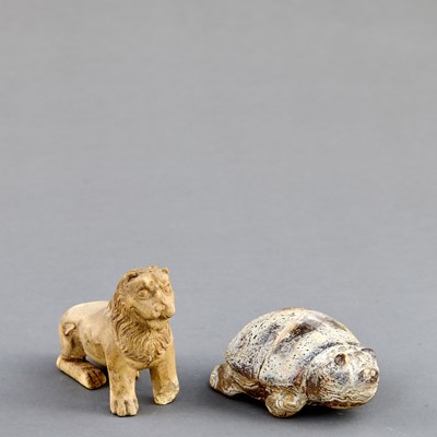 Lot 414 - STONE TURTLE AND TIGER INDIA 18TH CENTURY