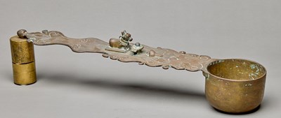Lot 294 - LARGE RITUAL SPOON WITH NANDI AND LINGA INDIA, 18TH CENTURY