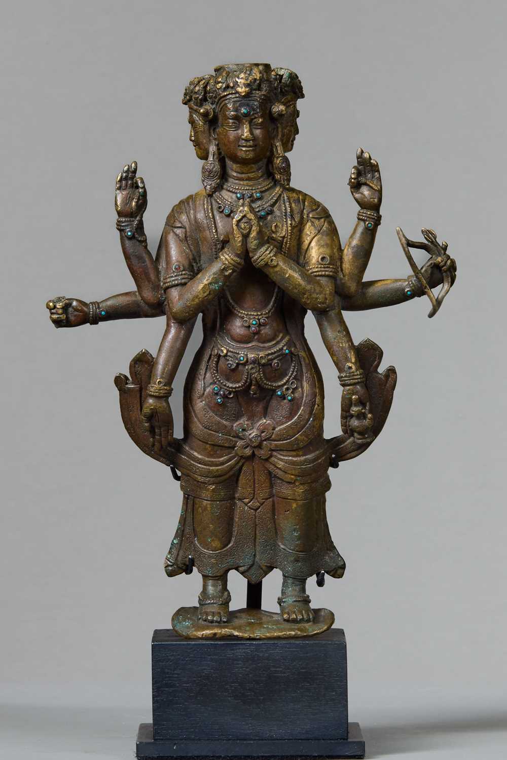 Lot 45 - STANDING BRONZE AVALOKITESHVARA TIBET 15TH CENTURY