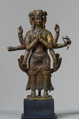 Lot 45 - STANDING BRONZE AVALOKITESHVARA TIBET 15TH CENTURY