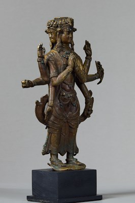 Lot 45 - STANDING BRONZE AVALOKITESHVARA TIBET 15TH CENTURY