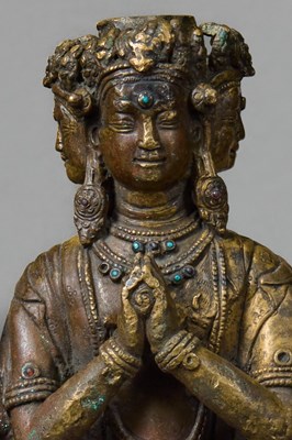 Lot 45 - STANDING BRONZE AVALOKITESHVARA TIBET 15TH CENTURY
