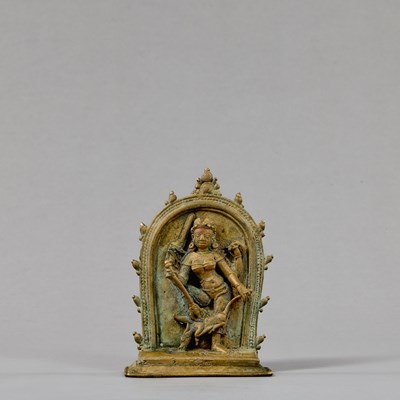 Lot 267 - STANDING BRONZE DURGA POST GUPTA 8TH CENTURY