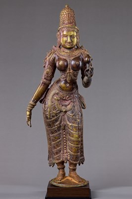Lot 423 - STANDING BRONZE PARVATI INDIA 18TH CENTURY