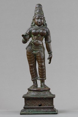 Lot 261 - STANDING BRONZE PARVATI INDIA 14TH TO 15TH CENTURY