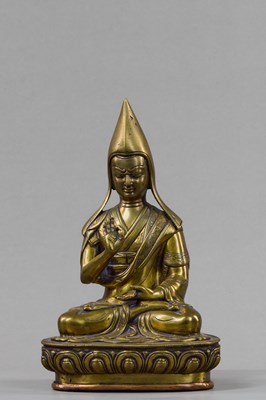 Lot 168 - SEATED LAMA BRONZE TIBET 19TH CENTURY