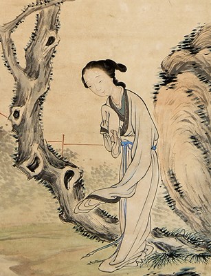 Lot 90 - LADY BENEATH A WILLOW TREE, CHINA , BAO DONG (1800-1870)