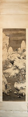 Lot 425 - LANDSCAPE WITH FISHERMAN IN A MOUNTAIN GORGE , GAO QI PEI (1660-1734)