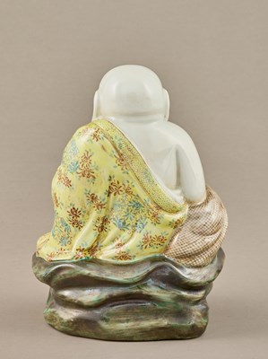Lot 63 - PORCELAIN FIGURE OF MAITREYA BUDDHA, MINGUO PERIOD