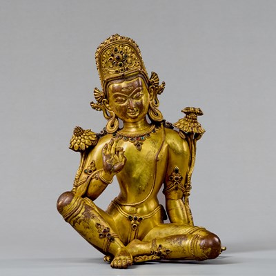 Lot 269 - GILT-BRONZE FIGURE OF PADMAPANI AVALOKITESHVARA, NEPAL, 18TH CENTURY