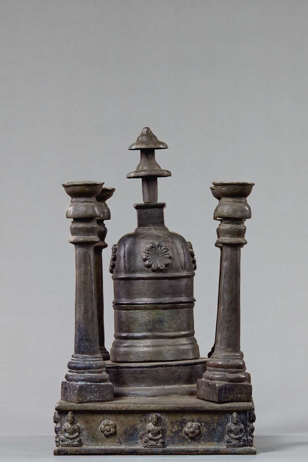 Lot 26 - BRONZE MODEL OF A GANDHARA STUPA 18TH CENTURY
