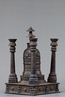 Lot 26 - BRONZE MODEL OF A GANDHARA STUPA 18TH CENTURY