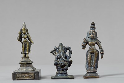 Lot 360 - GROUP OF THREE INDIAN BRONZE 15TH TO 19TH CENTURY