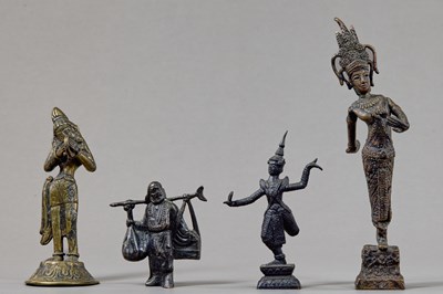 Lot 381 - GROUP OF FOUR INDIAN AND SOUTHEAST ASIAN BRONZES 19TH–20TH CENTURY