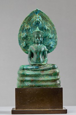 Lot 2 - BUDDHA MUCHALINDA BRONZE KHMER LOPBURI 13TH CENTURY