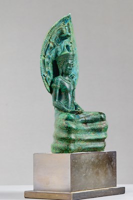 Lot 2 - BUDDHA MUCHALINDA BRONZE KHMER LOPBURI 13TH CENTURY