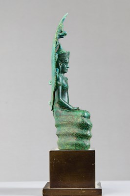 Lot 2 - BUDDHA MUCHALINDA BRONZE KHMER LOPBURI 13TH CENTURY