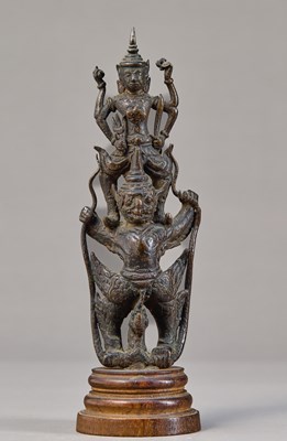 Lot 142 - ASIAN BRONZE DEPICTING MAN ON BIRD