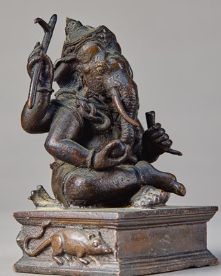 Lot 67 - SEATED BRONZE GANESHA THAILAND 19TH CENTURY