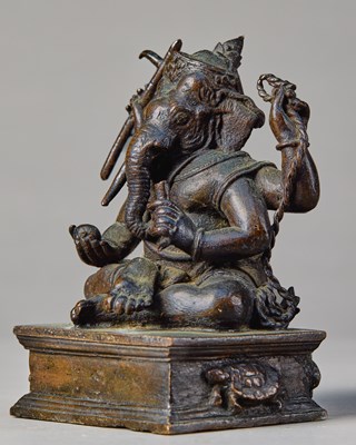 Lot 67 - SEATED BRONZE GANESHA THAILAND 19TH CENTURY