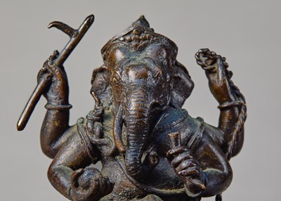 Lot 67 - SEATED BRONZE GANESHA THAILAND 19TH CENTURY