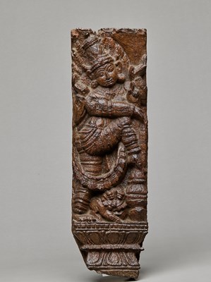 Lot 272 - WOOD CARVING DEPICTING SHIVA NATARAYA INDIA 18TH CENTURY