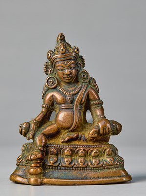 Lot 43 - SEATED JAMBHALA BRONZE TIBET 15TH CENTURY