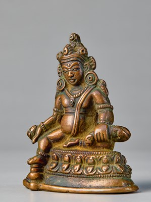 Lot 43 - SEATED JAMBHALA BRONZE TIBET 15TH CENTURY