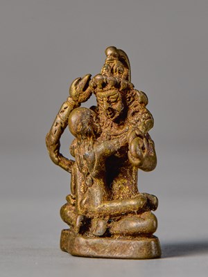 Lot 17 - TANTRIC DEITY IN YAB-YUM WITH CONSORT (SHAKTI), TIBET, 16TH CENTURY