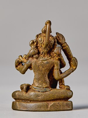 Lot 17 - TANTRIC DEITY IN YAB-YUM WITH CONSORT (SHAKTI), TIBET, 16TH CENTURY