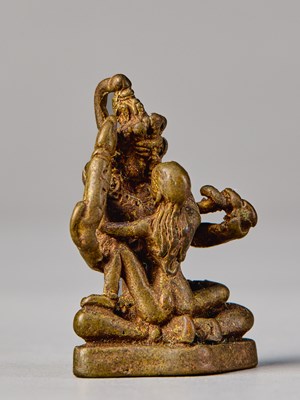 Lot 17 - TANTRIC DEITY IN YAB-YUM WITH CONSORT (SHAKTI), TIBET, 16TH CENTURY