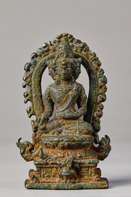 Lot 297 - VAIROCANA BUDDHA WITH SILVER-INLAID EYES, JAVA OR EASTERN INDIA, 11TH–12TH CENTURY