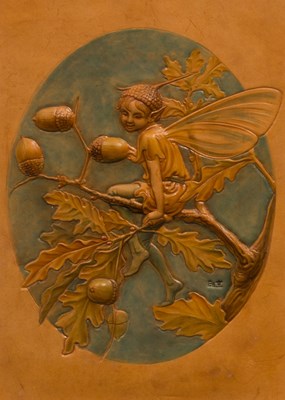 Lot 150 - A FRAMED LEATHER CARVING