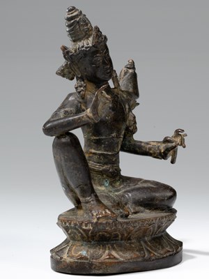 Lot 60 - INDONESIAN BRONZE BODHISATTVA AVALOKITESHVARA 19TH CENTURY OR LATER