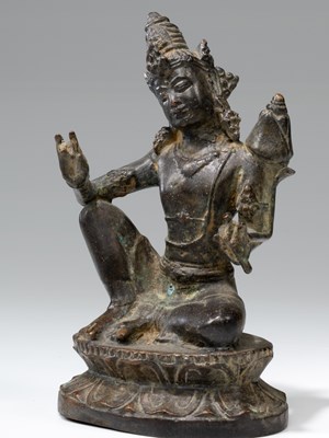 Lot 60 - INDONESIAN BRONZE BODHISATTVA AVALOKITESHVARA 19TH CENTURY OR LATER