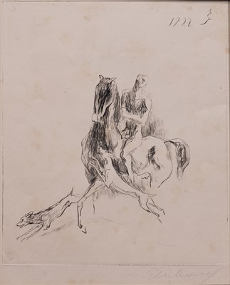 Lot 62 - Reiter auf dem Pferd und Hunde , Edwin Scharff , geb. 21.3.1887