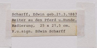 Lot 62 - Reiter auf dem Pferd und Hunde , Edwin Scharff , geb. 21.3.1887