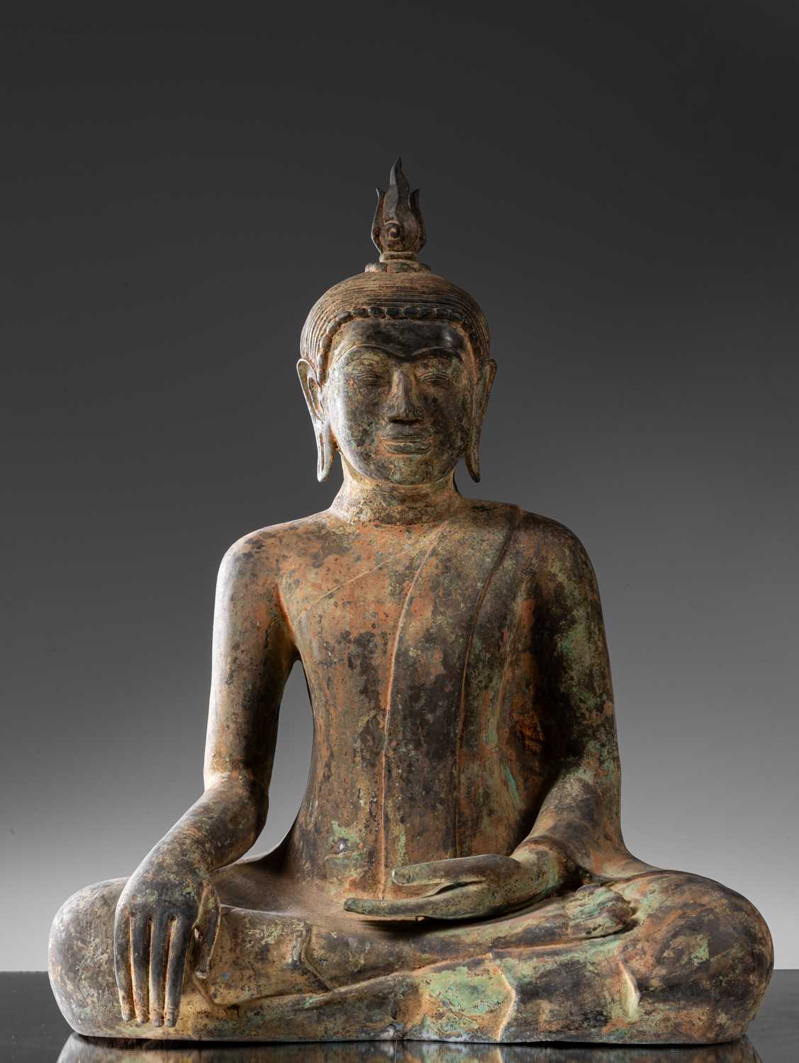 Lot 71 - BRONZE LOPBURI STYLE BUDDHA 18TH CENTURY THAILAND