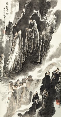 Lot 13 - (R) ZHENG JIASHENG (1933- ) - LANDSCAPE WITH MONASTRY