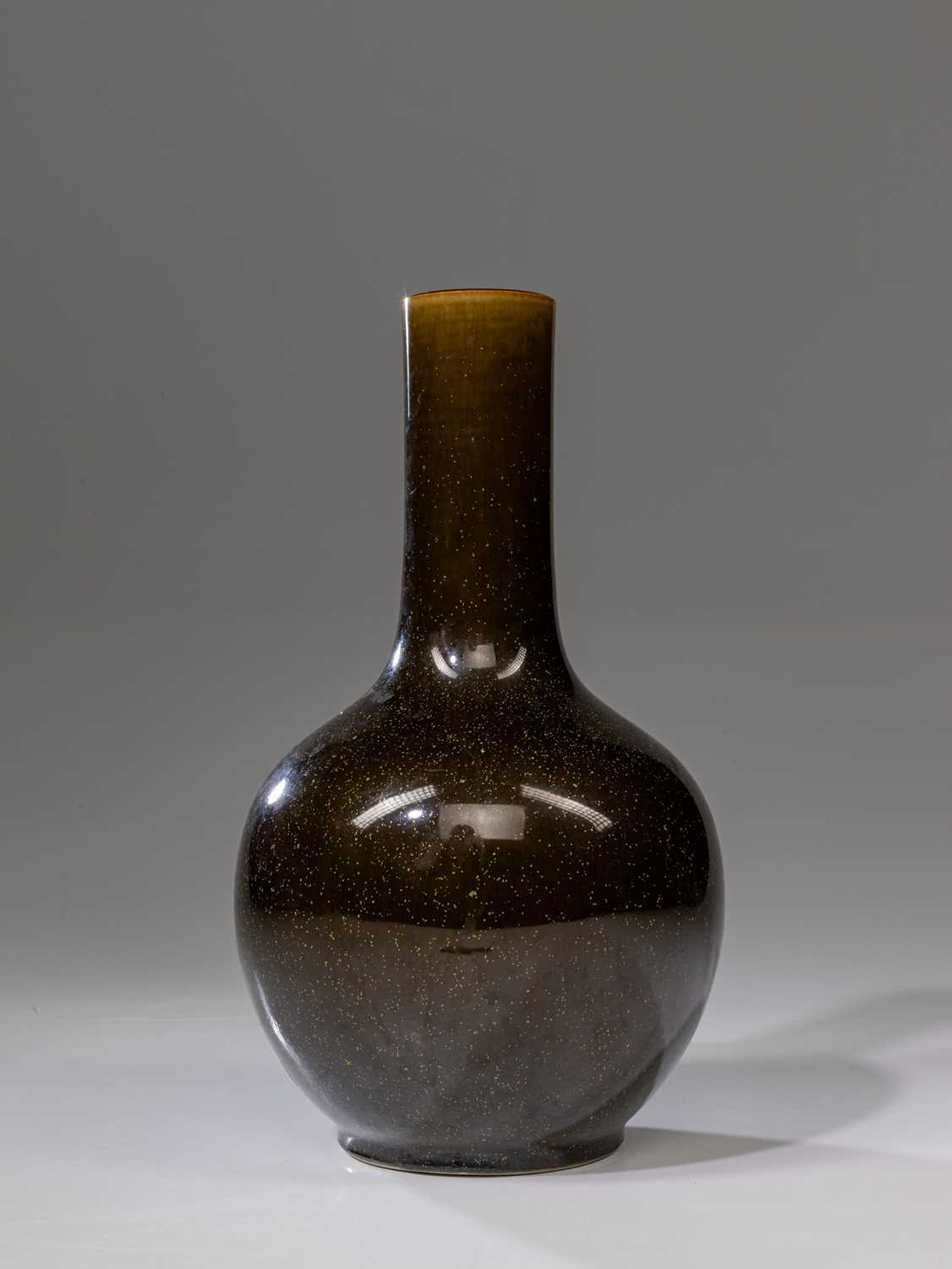 Lot 36 - (R) Brown bulbous long neck vase