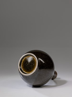 Lot 36 - (R) Brown bulbous long neck vase