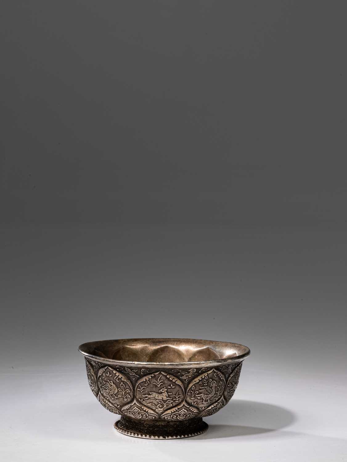 Lot 50 - TIBETAN SILVERED BRONZE BOWL 18TH CENTURY